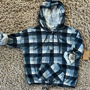 Plaid hoodie. Lightweight and soft.